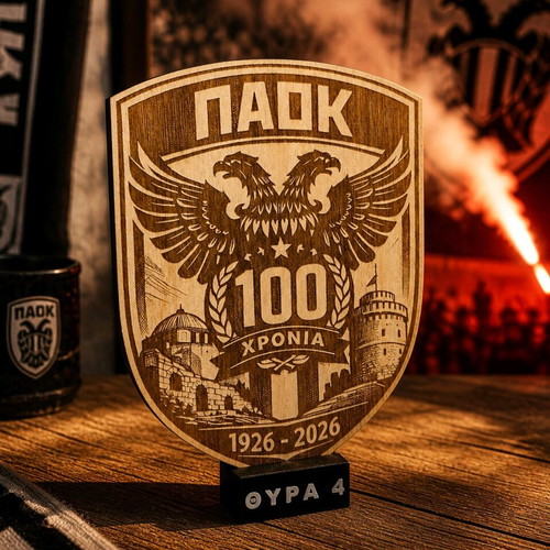 Wooden commemorative PAOK plaque 100 years new
