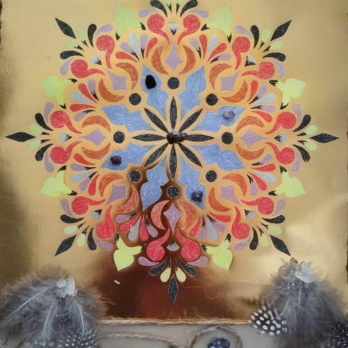 Protection Mandala with Amethyst and Quartz new, handmade