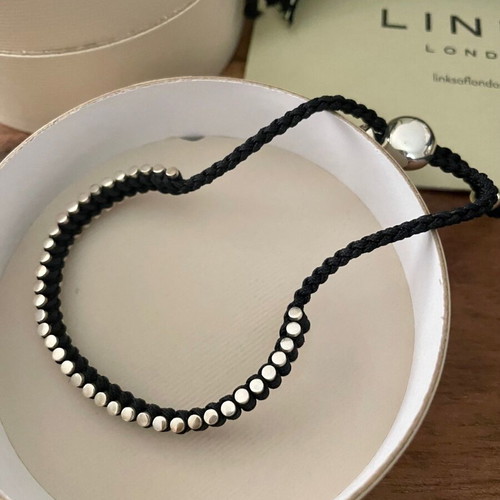 Links of London Friendship Bracelet new, sterling silver and black cord