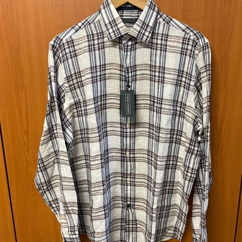 The Bostonians Long Sleeve Linen Checked Shirt M new