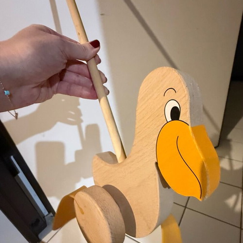 Goki wooden push toy pelican like new