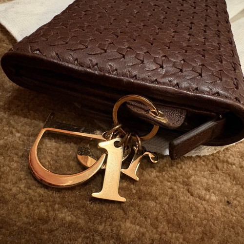 Lady Dior Woven brown wallet like new