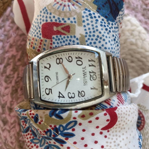 Women's silver watch used, stainless steel, elastic strap