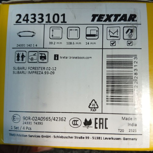 Textar Rear Brake Pads for Subaru Impreza and Forester new