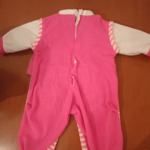 Doll Clothes Set used, fleece bodysuit and hat with teddy bear