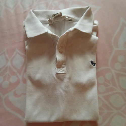 Boys' polo style shirt white, like new, size 134-140