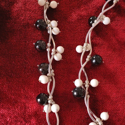 Handmade jewelry set with silver 925, onyx and white stones, like new