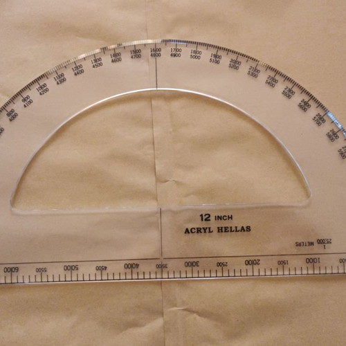 Military round protractor 12 inch and coordinate scale set new