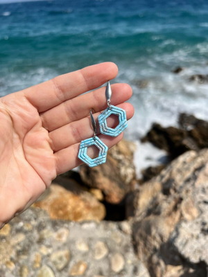 Handmade earrings from polymer clay and steel new