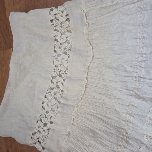 Vintage style bohemian tiered maxi skirt cream size small repair project