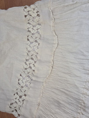 Vintage style bohemian tiered maxi skirt cream size small repair project
