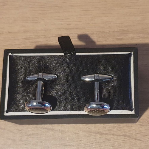 Ascot cufflinks silver with black surface like new in box