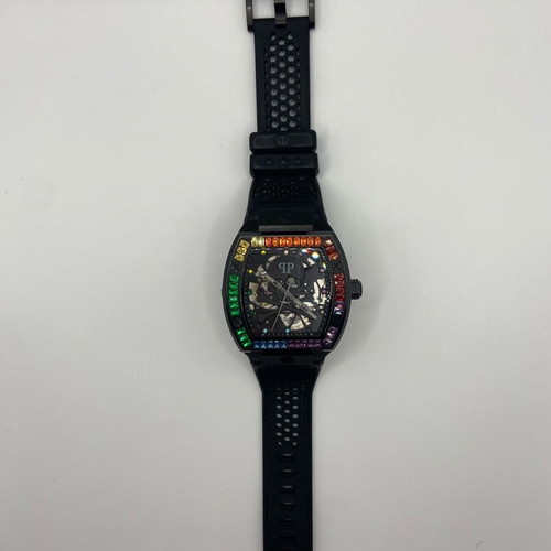 Philipp Plein Skeleton Automatic ρολόι σαν καινούργιο με πολύχρωμους κρυστάλλους