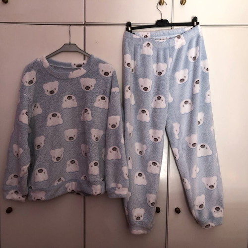Shein fleece pajamas new, blue with bears