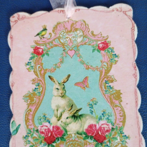 Tin hanging decorations with rabbits, set of four, new