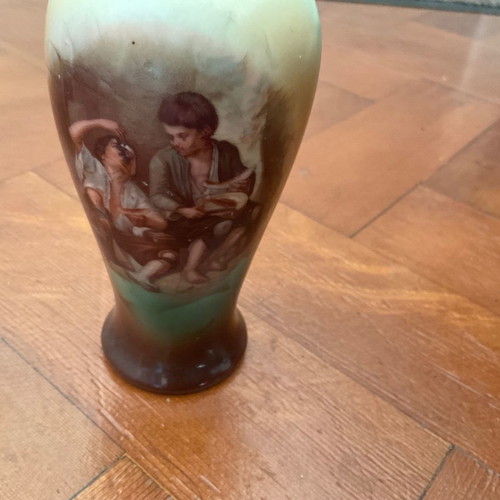 English porcelain vase with painting detail from Murillo