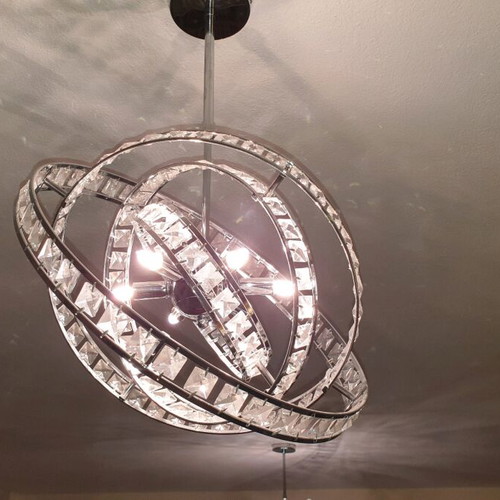 Orbital Crystal Pendant Lights like new, 44cm, 6x G9 bulbs, set of 2