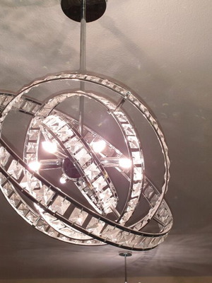 Orbital Crystal Pendant Lights like new, 44cm, 6x G9 bulbs, set of 2