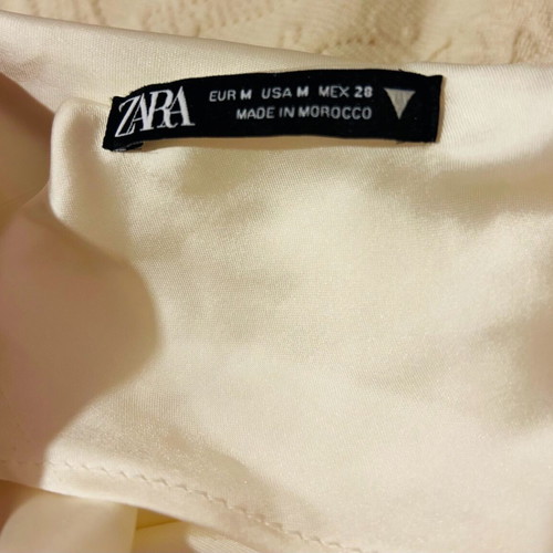 Zara cream satin top like new tie neck size M