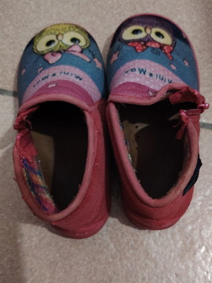 Mini Max girls' slippers size 25 like new, pink with owls