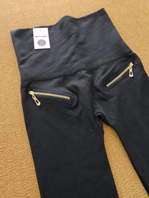 Shaping leggings new, high waist, gold zippers, size L/XL