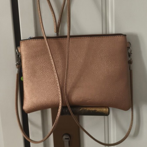 Crossbody bag new, beige and brown with two handles