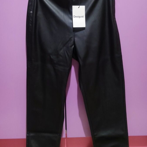 Desigual faux leather pants medium new black slim-fit