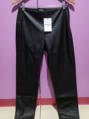 Desigual faux leather pants medium new black slim-fit