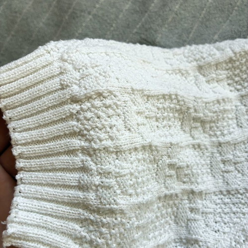 Vintage 80s 90s Textured Knit Short Sleeve V-Neck Sweater, Crisp White