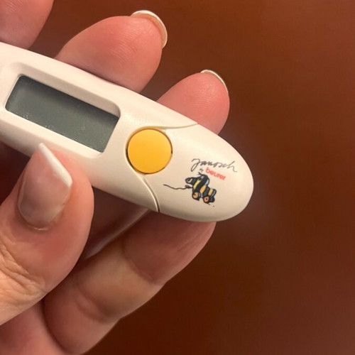 Baby thermometer used with flexible tip for newborns
