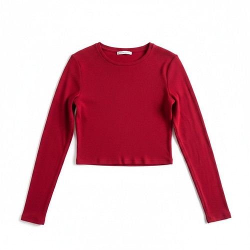 Zara Trafaluc Rib Crop Top Bordeaux like new, size M