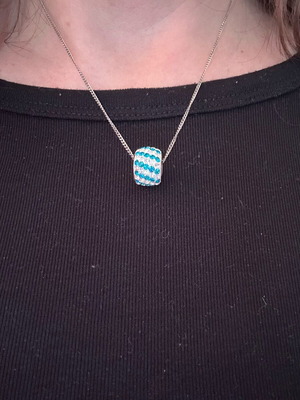 Oxette pendant necklace like new with blue and clear stones, silver 925 chain