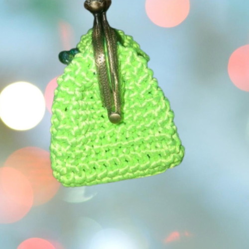Handmade knitted wallet, green