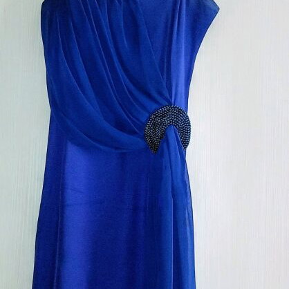 Cocktail dress electric blue organza with scarf like new, size M