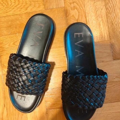 Eva Minge black leather sandals size 38 new