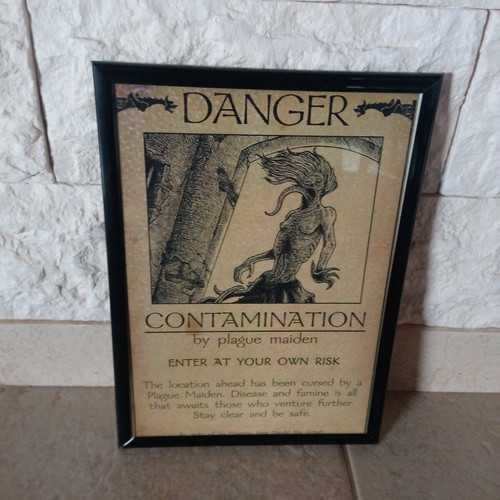Handmade ink horror art print in A4 frame new