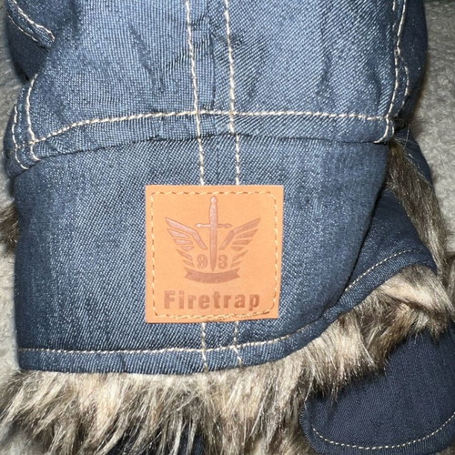 Blue Jean snow cap hat with fur by FIRETRAP like new