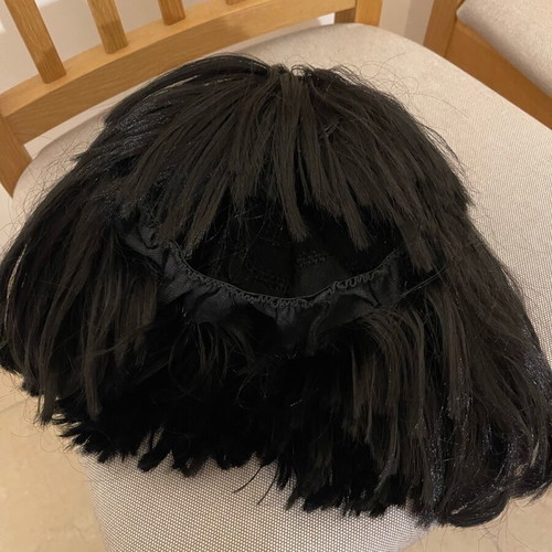 Carnival wig black bob with bangs new