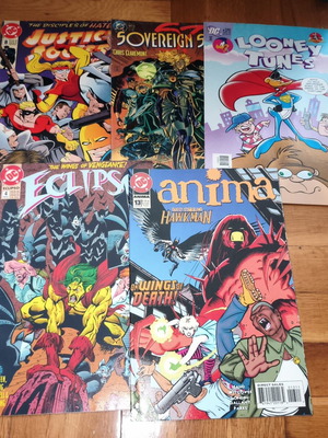 DC Comics bundle with Justice Society 8, Sovereign Seven 1, Looney Tunes 170, Eclipso 4, Anima 13