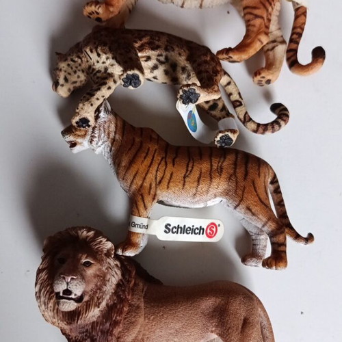 Σετ φιγούρων Schleich & Papo με λιοντάρι, 2 τίγρεις, λεοπάρδαλη, καινούργιο