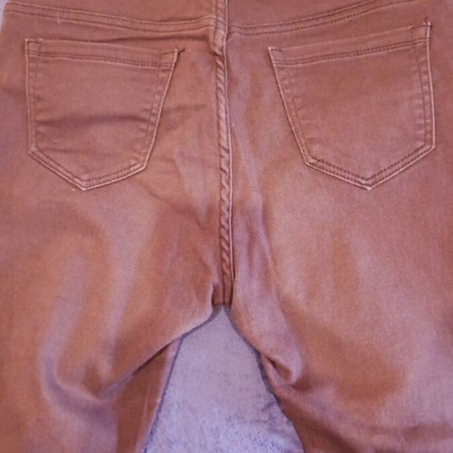 Women's denim pants like new, slim fit, size L, dark burgundy-brown