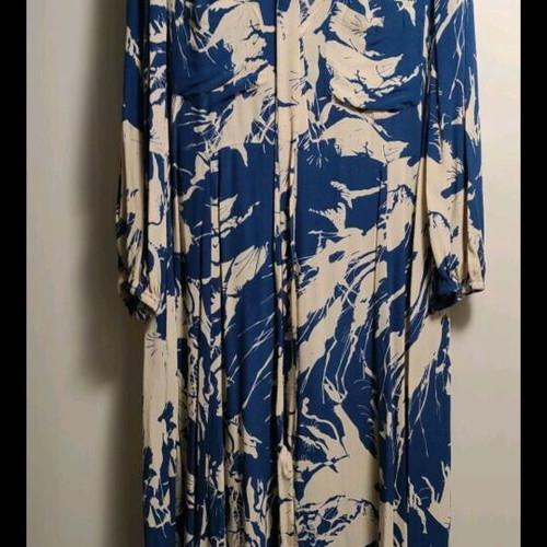 Zara dress XL like new, beige and blue with belt