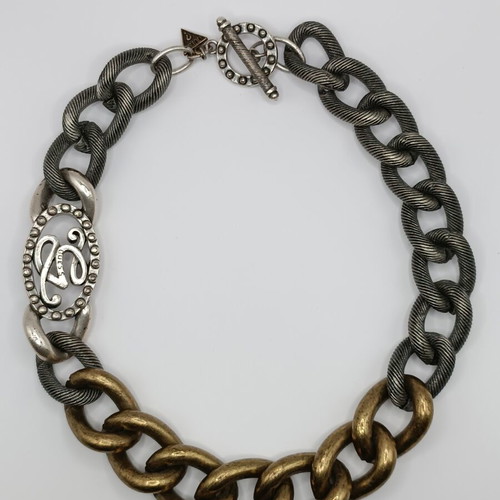 Guess statement necklace with chunky two-tone chain