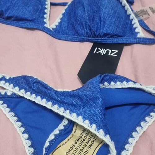 Swimsuit set new, size M-L, blue with embroidery