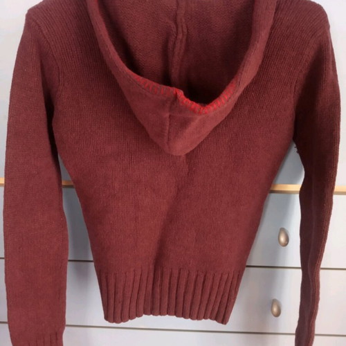 Attrattivo wool women's sweater Small used, multicolor with hood and fabric bag