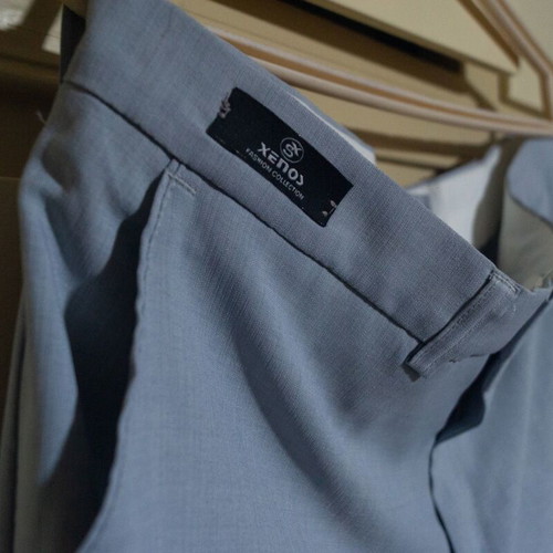 Suit gray and light blue like new, pants size 46 jacket 52