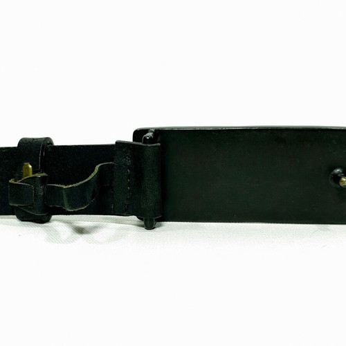 Ilaria Nistri Avant-Garde Black Leather Belt with Covered Buckle, Size 90