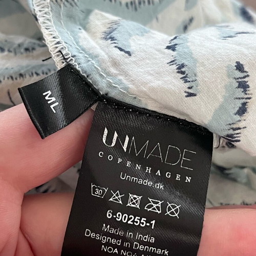 Unmade midi dress 100% cotton like new, size M-L, white and blue