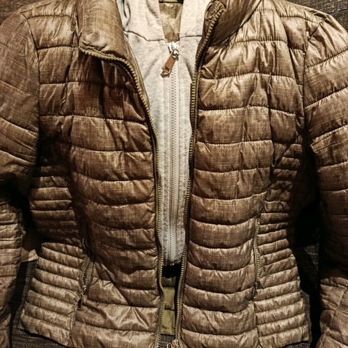 Khaki jacket like new with removable hoodie and inner sweatshirt