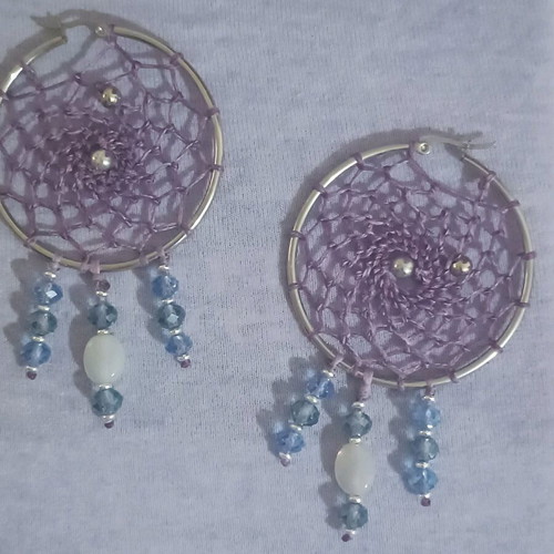 Handmade dreamcatcher earrings new, macrame hoops multicolor